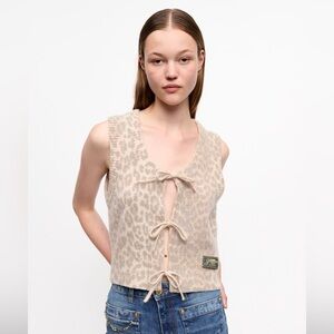 Ganni Beige Leopard Print Tank Top